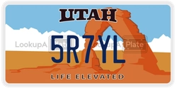 5R7YL  license plate in UT
