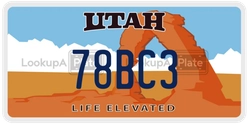 78BC3  license plate in UT