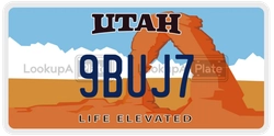 9BUJ7  license plate in UT