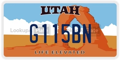 G115BN  license plate in UT
