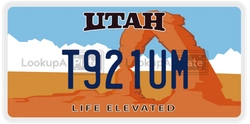 T921UM  license plate in UT