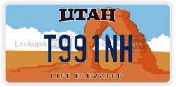 T991NH  license plate in UT