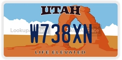 W738XN  license plate in UT