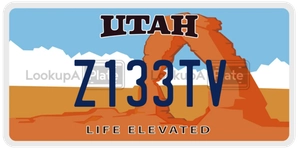 Z133TV license plate in Utah