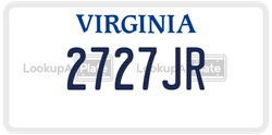 2727JR  license plate in VA