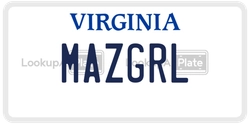 MAZGRL  license plate in VA