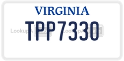 TPP7330  license plate in VA