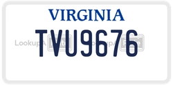 TVU9676  license plate in VA
