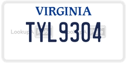 TYL9304  license plate in VA