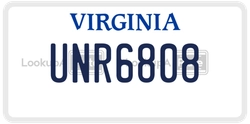UNR6808  license plate in VA
