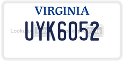 UYK6052  license plate in VA