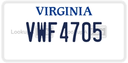 VWF4705  license plate in VA