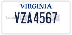 VZA4567  license plate in VA