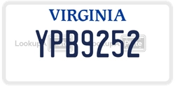 YPB9252  license plate in VA