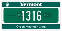 1316  license plate in VT