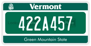 422A457 license plate in Vermont