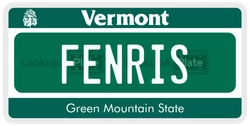 FENRIS  license plate in VT