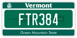 FTR384  license plate in VT