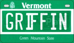GRIFFIN license plate in Vermont