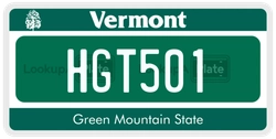 HGT501  license plate in VT