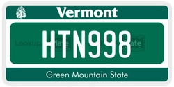 HTN998  license plate in VT