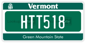 HTT518 license plate in Vermont