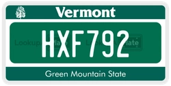 HXF792  license plate in VT