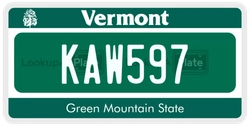 KAW597  license plate in VT