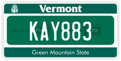 KAY883  license plate in VT
