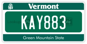 KAY883 license plate in Vermont