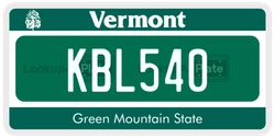 KBL540  license plate in VT