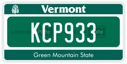 KCP933  license plate in VT