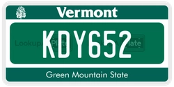 KDY652  license plate in VT