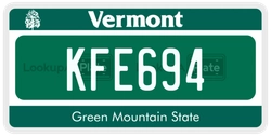 KFE694  license plate in VT