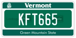 KFT665  license plate in VT