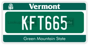 KFT665 license plate in Vermont