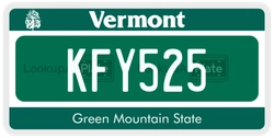 KFY525  license plate in VT