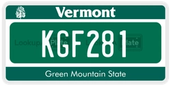 KGF281  license plate in VT