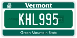 KHL995  license plate in VT