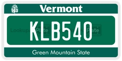 KLB540  license plate in VT