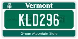 KLD296  license plate in VT