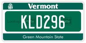 KLD296 license plate in Vermont