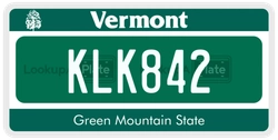 KLK842  license plate in VT