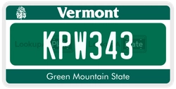 KPW343  license plate in VT