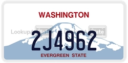 2J4962  license plate in WA