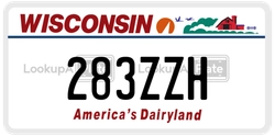 283ZZH  license plate in WI