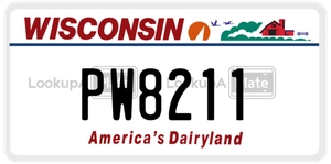 PW8211 license plate in Wisconsin