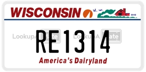 RE1314 license plate in Wisconsin