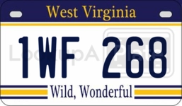 1WF268 license plate in West Virginia
