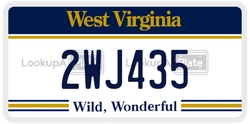 2WJ435  license plate in WV